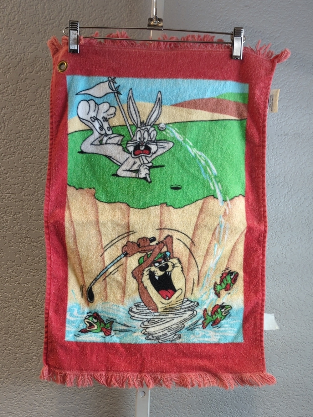 Vintage Looney Tunes Golf Towel 15.5" x 23.5" Bugs Bunny Taz Acme Golf Club